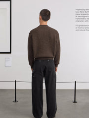 Museum Garments Deck Sweater marron en laine d'agneau mérinos - porté, vue 5