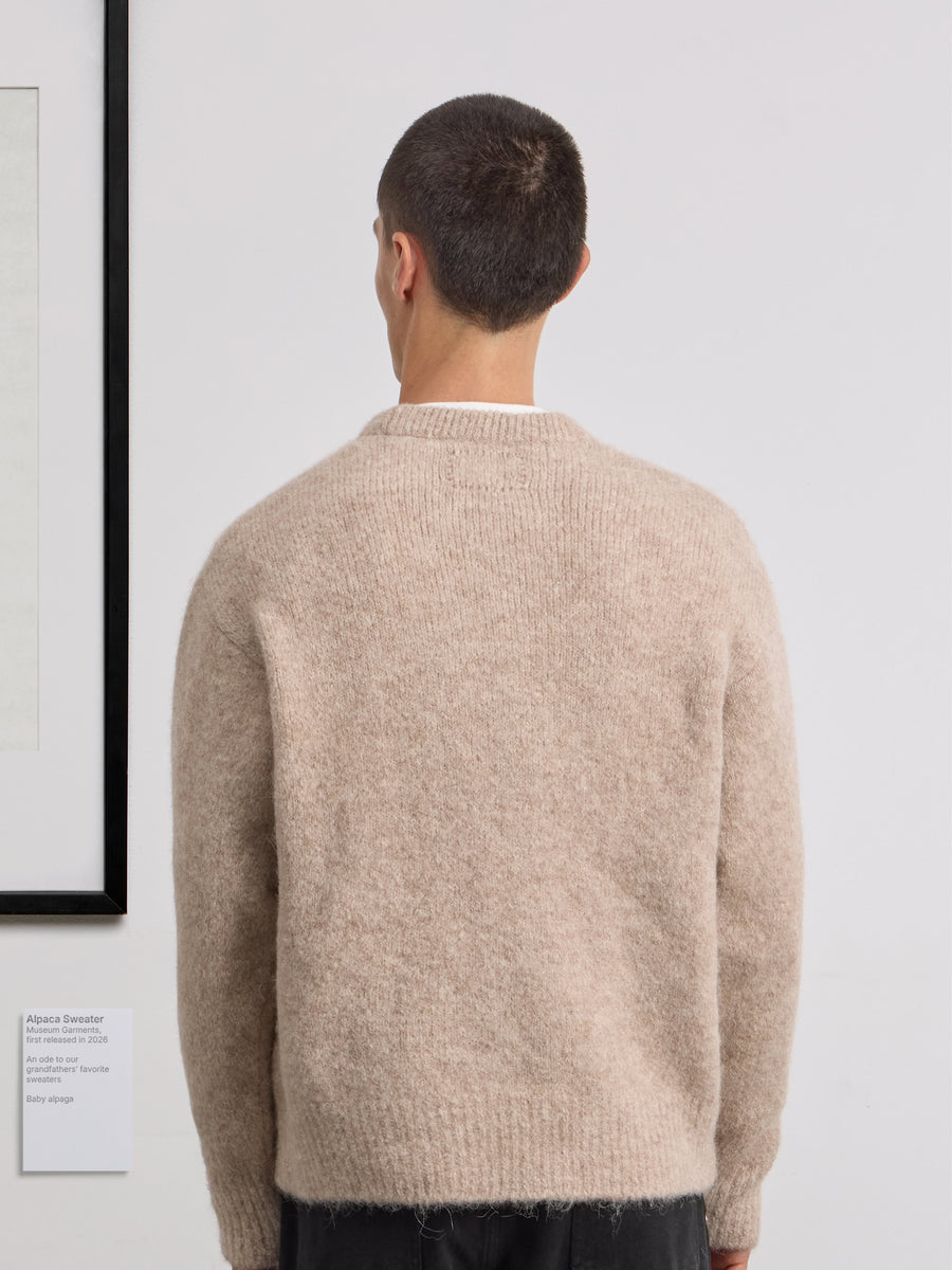 Museum Garments Alpaca Sweater beige chiné en baby alpaga - porté, vue 6