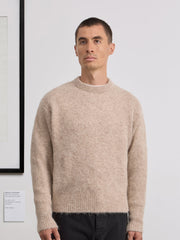 Museum Garments Alpaca Sweater beige chiné en baby alpaga - porté, vue 2