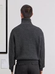 Museum Garments Sailor Sweater charcoal en laine d'agneau mérinos - porté, vue 6