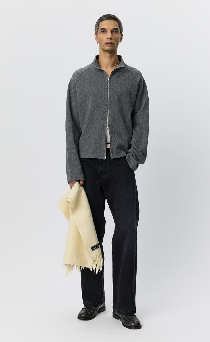 mfpen Leisure Zip Up - Grey Herringbone - Aura Store - vue 1