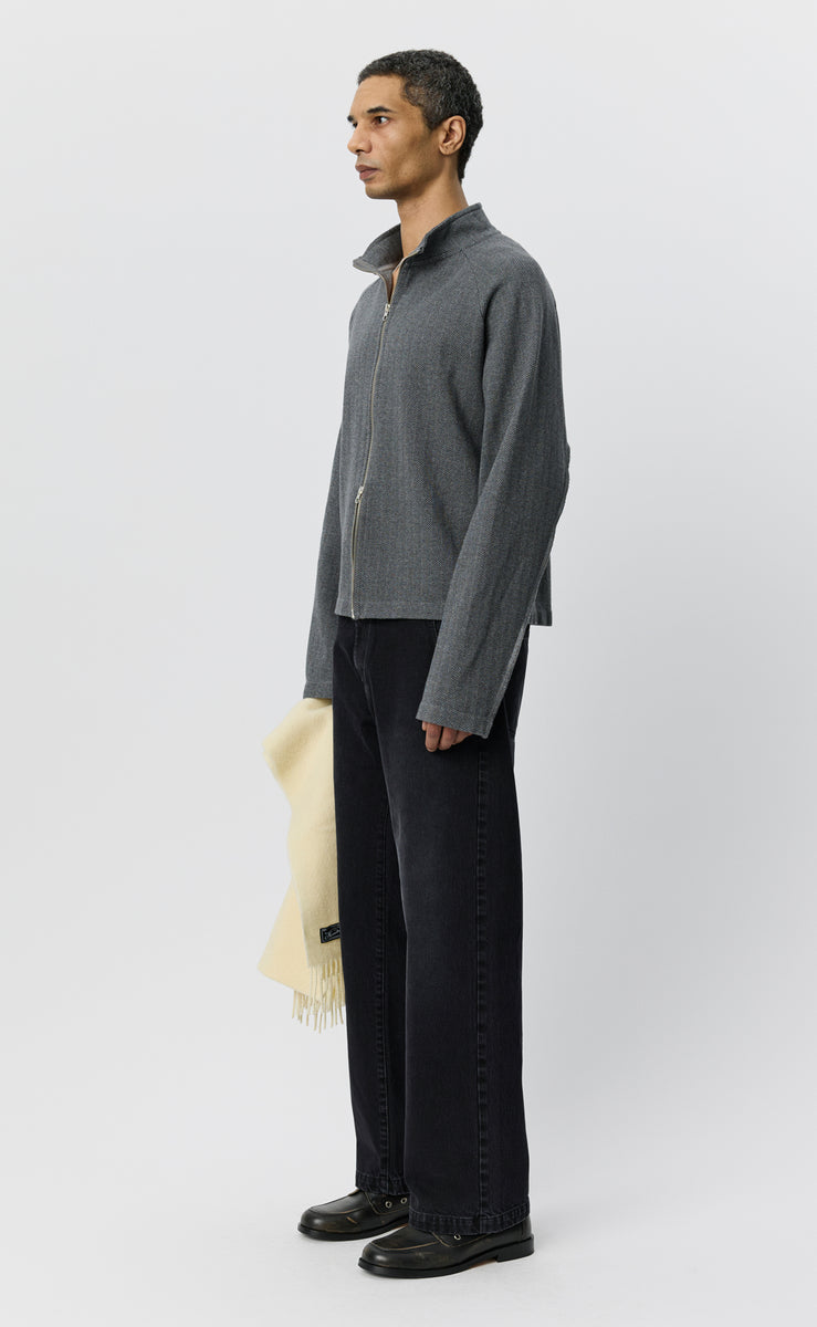 mfpen Leisure Zip Up - Grey Herringbone - Aura Store - vue 2 — photo 2