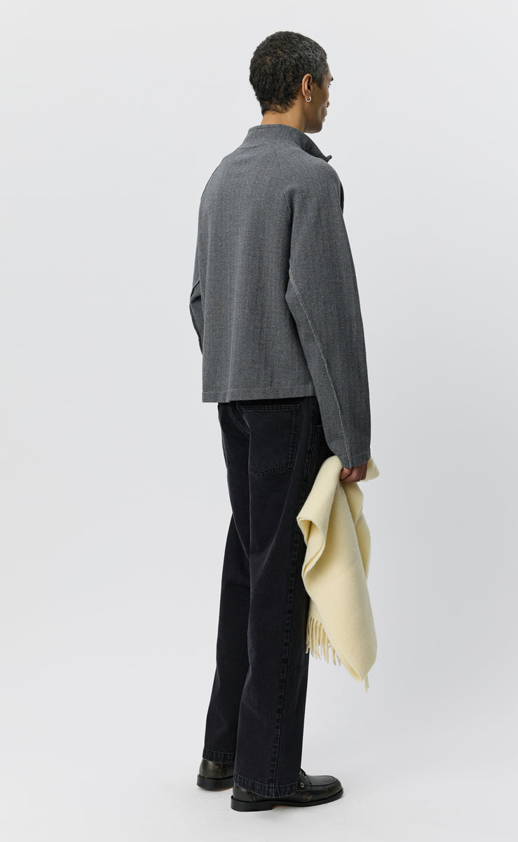 mfpen Leisure Zip Up - Grey Herringbone - Aura Store - vue 3 — photo 3