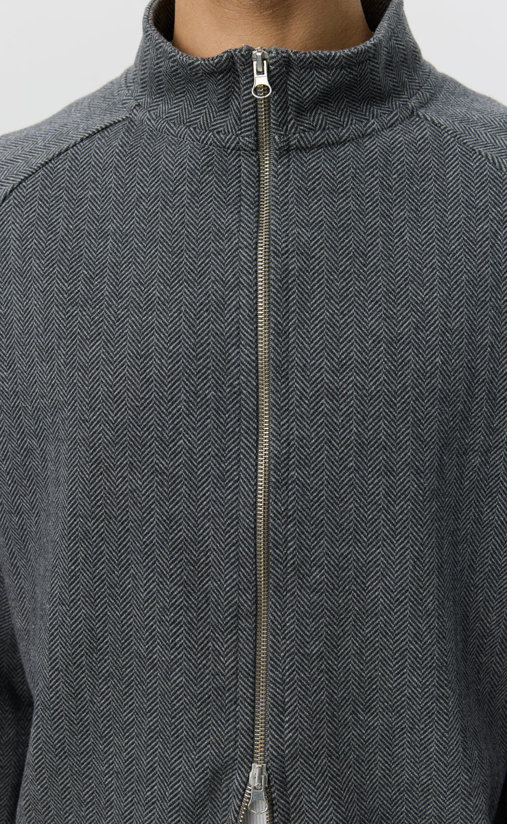 mfpen Leisure Zip Up - Grey Herringbone - Aura Store - vue 4 — photo 4