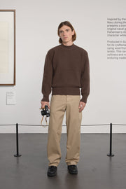 Museum Garments Deck Sweater marron en laine d'agneau mérinos - vue 1