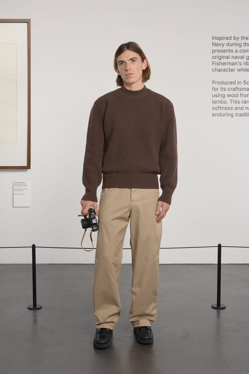 Museum Garments Deck Sweater marron en laine d'agneau mérinos - vue 1
