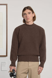 Museum Garments Deck Sweater marron en laine d'agneau mérinos - vue 2