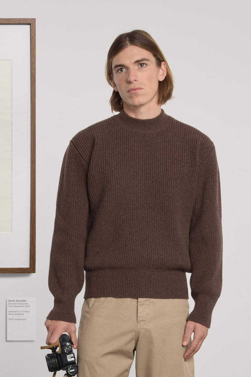 Museum Garments Deck Sweater marron en laine d'agneau mérinos - vue 2