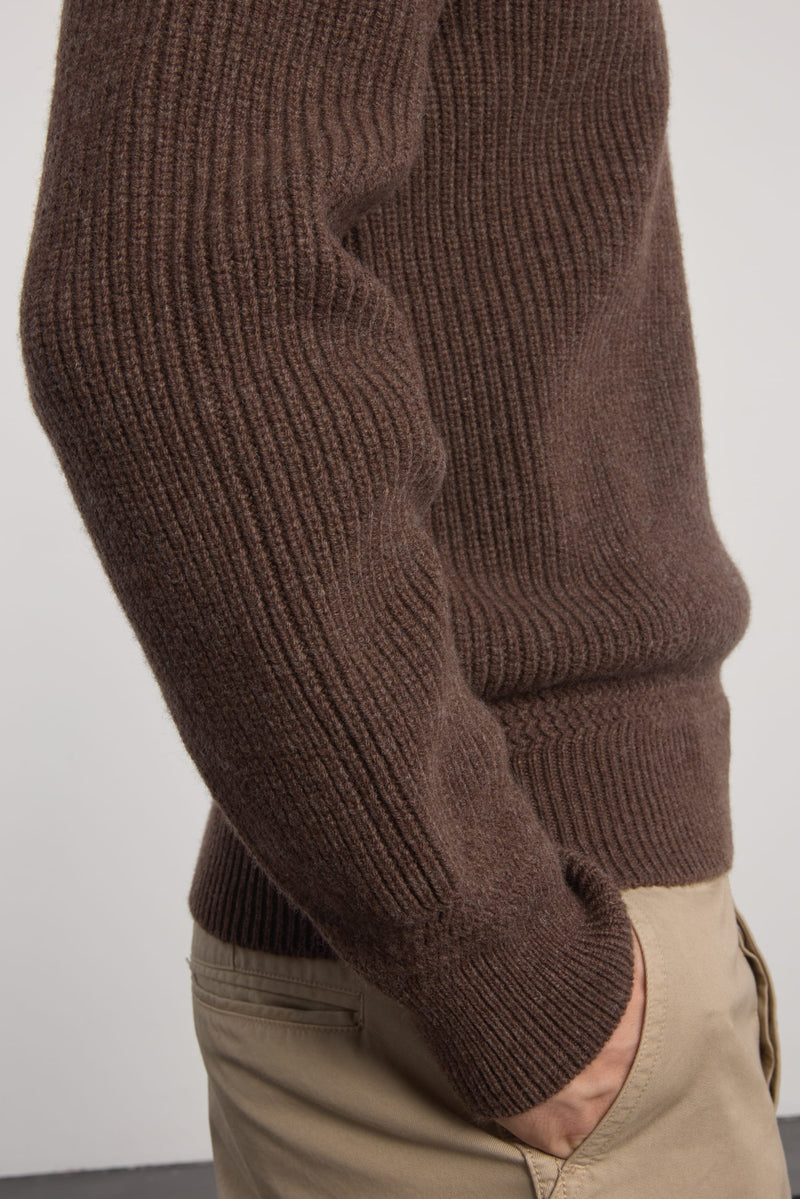 Museum Garments Deck Sweater marron en laine d'agneau mérinos - vue 6
