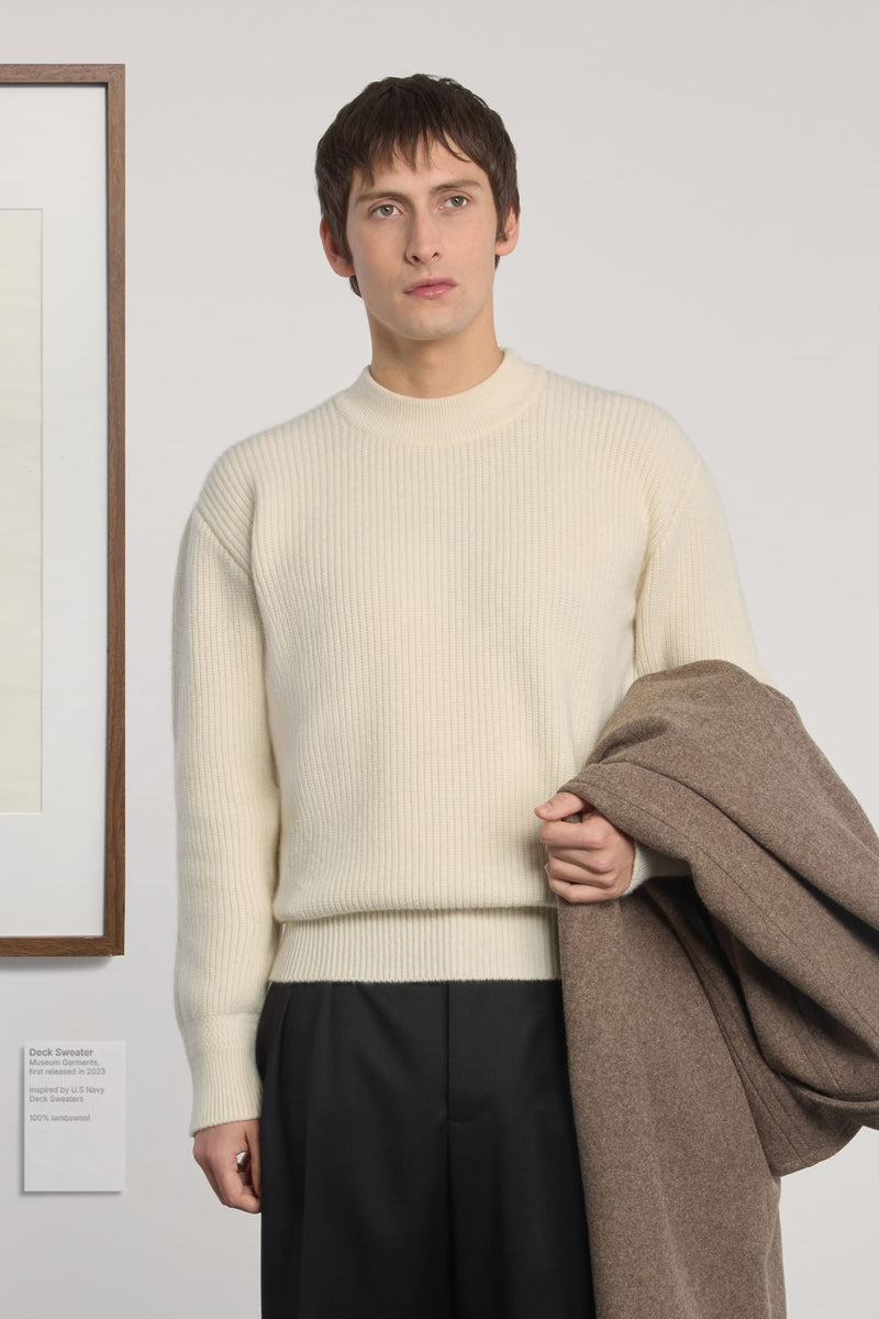 Museum Garments Deck Sweater écru en laine d'agneau mérinos - vue 2