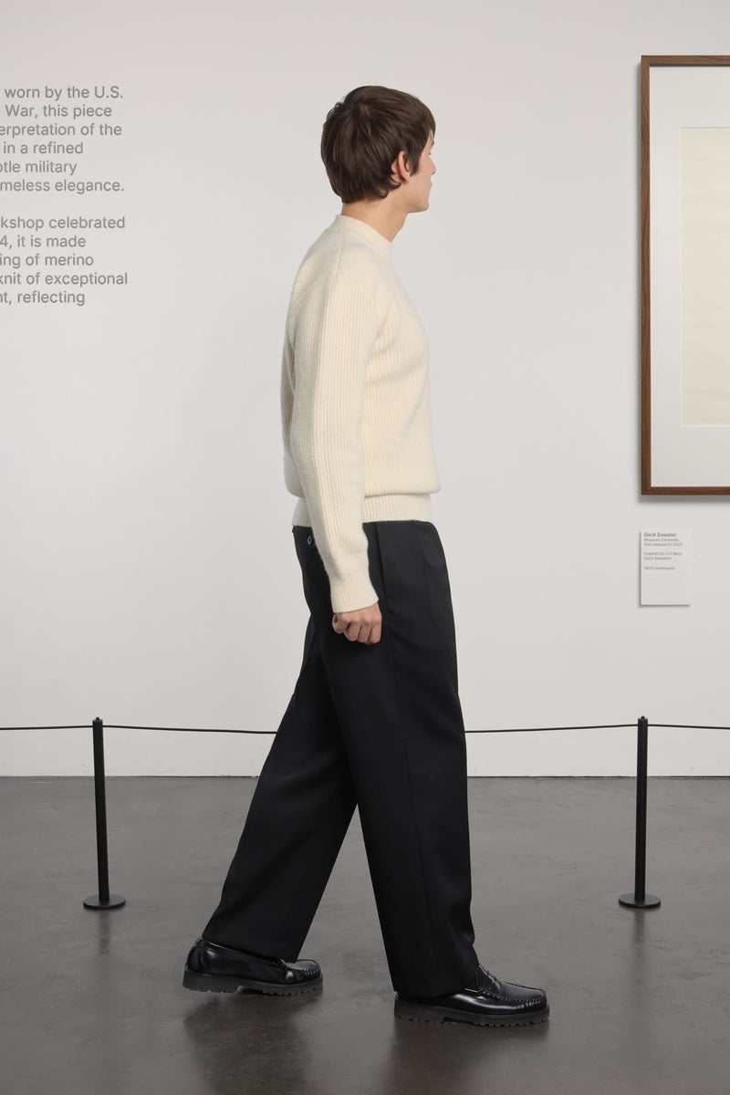 Museum Garments Deck Sweater écru en laine d'agneau mérinos - vue 3