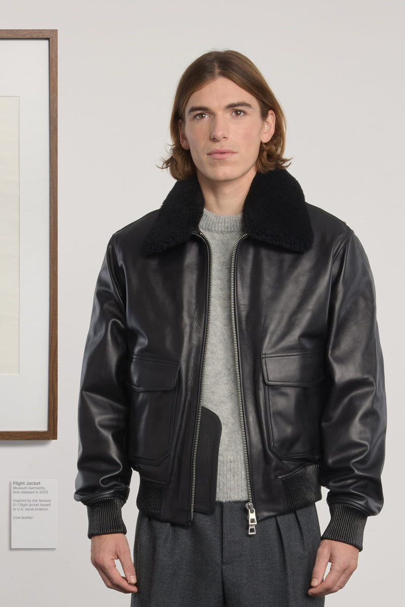 Museum Garments Flight Jacket en cuir de vachette noir - vue 4