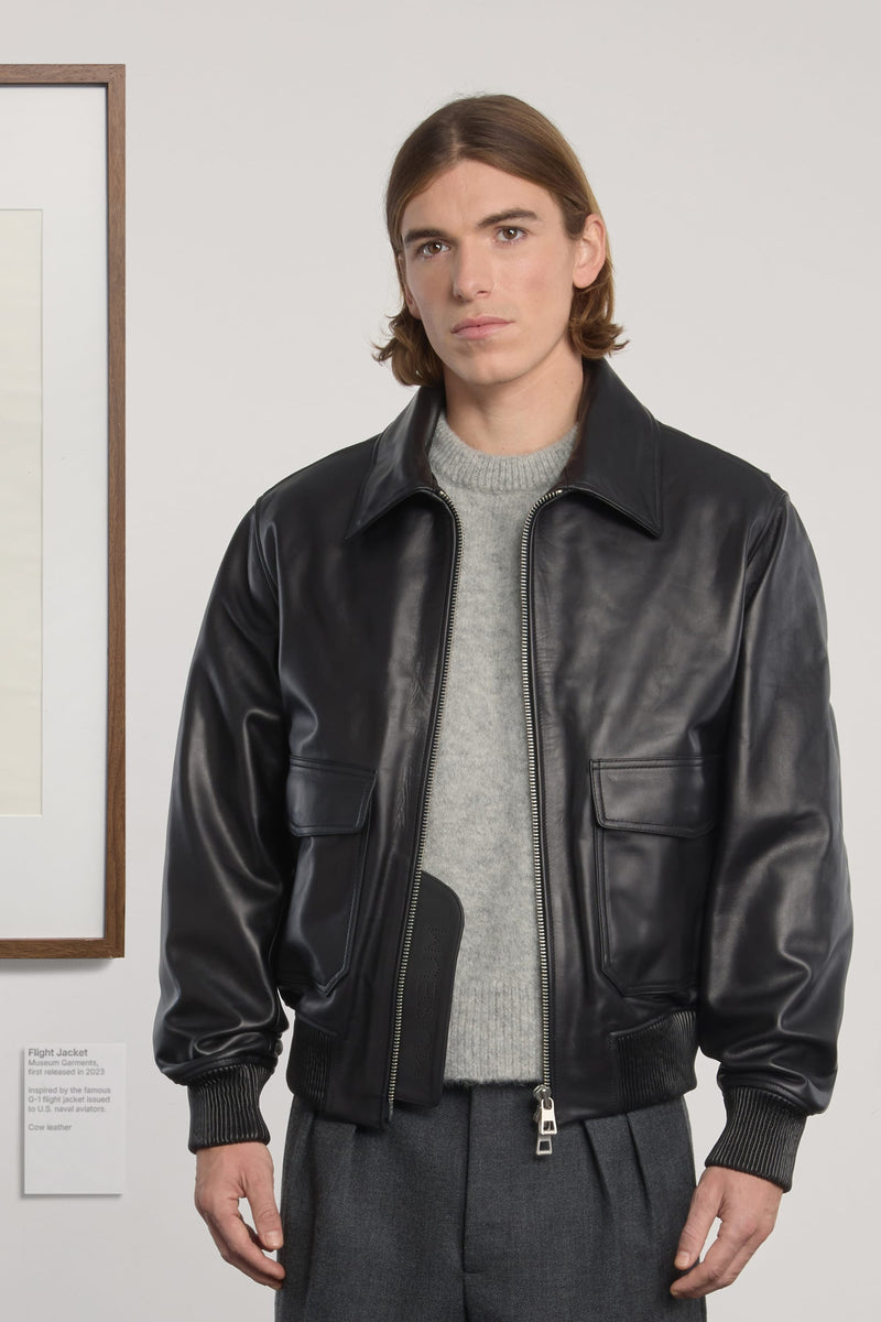 Museum Garments Flight Jacket en cuir de vachette noir - vue 2