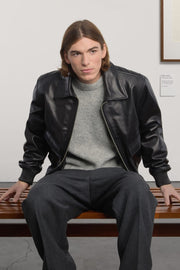 Museum Garments Flight Jacket en cuir de vachette noir - vue 7