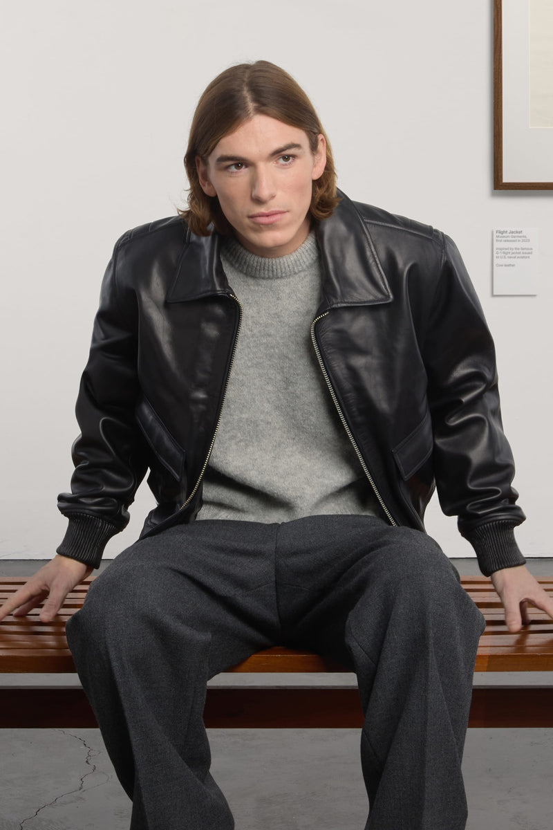 Museum Garments Flight Jacket en cuir de vachette noir - vue 7