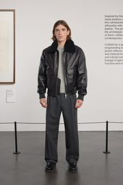 Museum Garments Flight Jacket en cuir de vachette noir - vue 3
