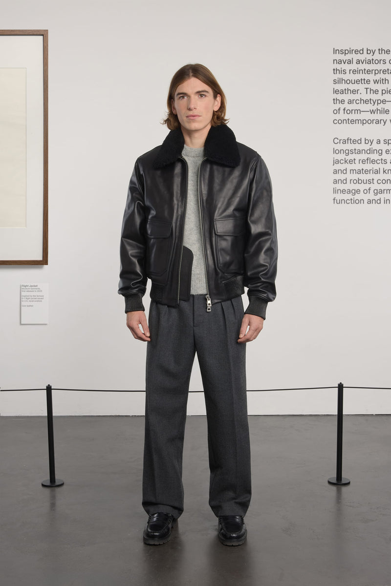Museum Garments Flight Jacket en cuir de vachette noir - vue 3