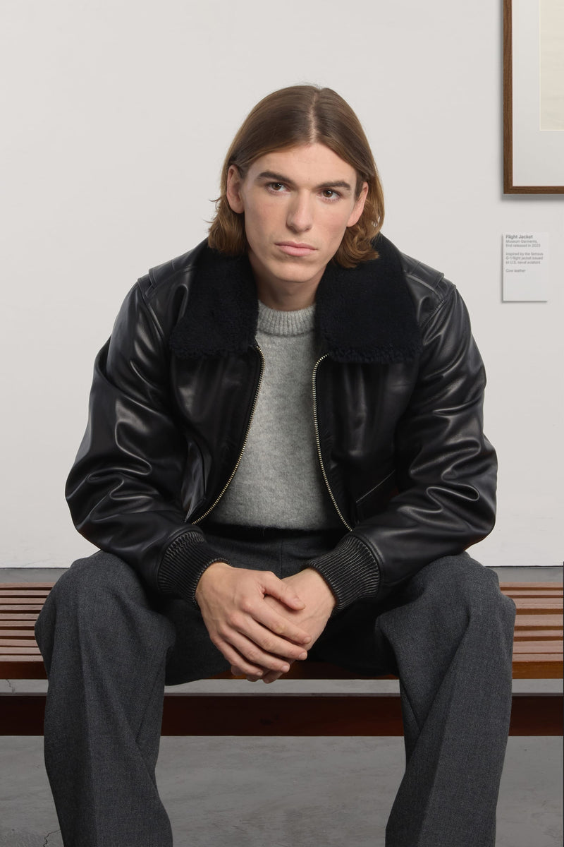Museum Garments Flight Jacket en cuir de vachette noir - vue 6