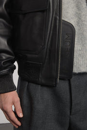 Museum Garments Flight Jacket en cuir de vachette noir - vue 8
