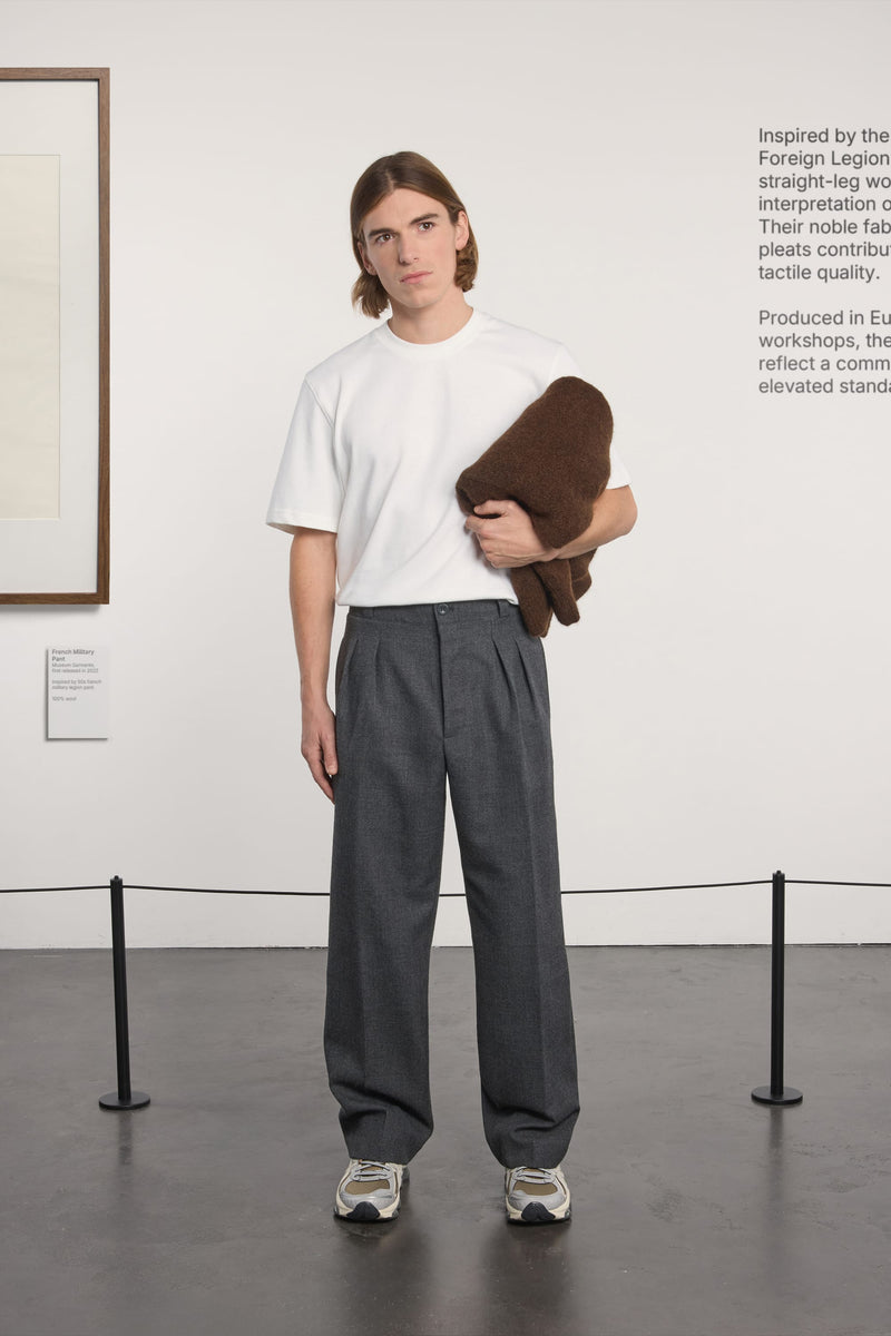 Museum Garments French Military Pants gris anthracite chiné en gabardine de laine - vue 1