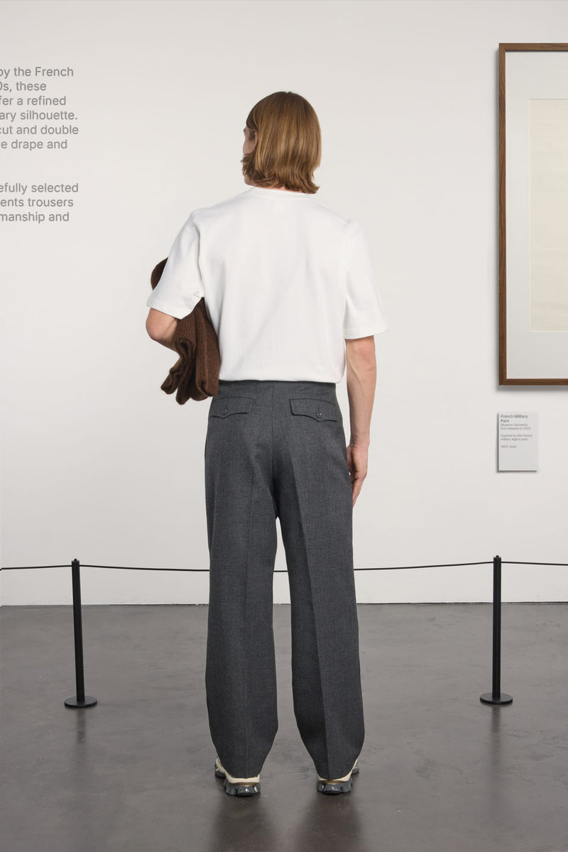 Museum Garments French Military Pants gris anthracite chiné en gabardine de laine - vue 3