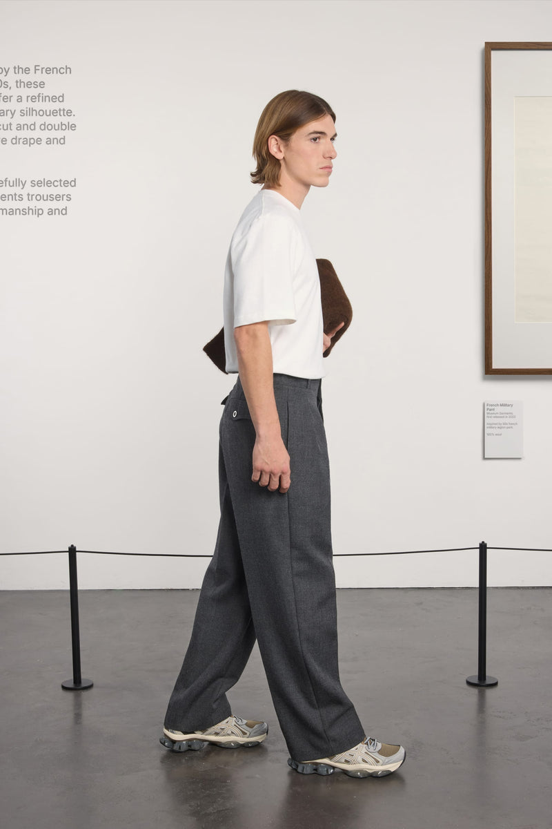 Museum Garments French Military Pants gris anthracite chiné en gabardine de laine - vue 2