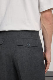 Museum Garments French Military Pants gris anthracite chiné en gabardine de laine - vue 4