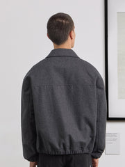 Museum Garments Exhibition Padded Jacket gris chiné en flanelle de laine vierge - porté, vue 6
