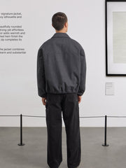 Museum Garments Exhibition Padded Jacket gris chiné en flanelle de laine vierge - porté, vue 5