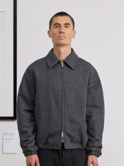 Museum Garments Exhibition Padded Jacket gris chiné en flanelle de laine vierge - porté, vue 8