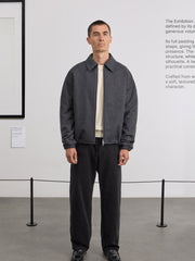 Museum Garments Exhibition Padded Jacket gris chiné en flanelle de laine vierge - porté, vue 1