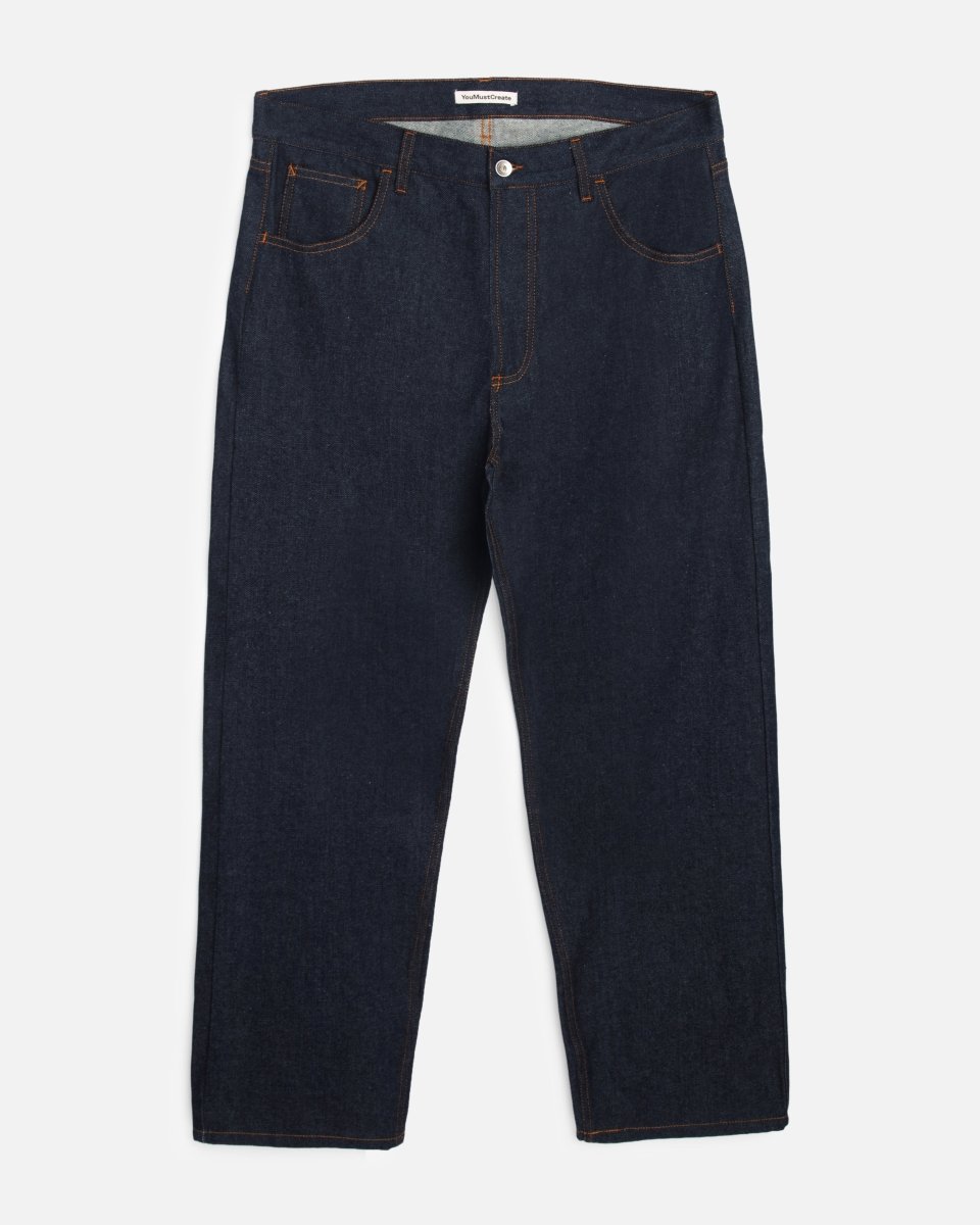Jean YMC Bez Jeans indigo en denim brut 12,5oz coton recyclé, coupe loose - Aura Store — photo 1