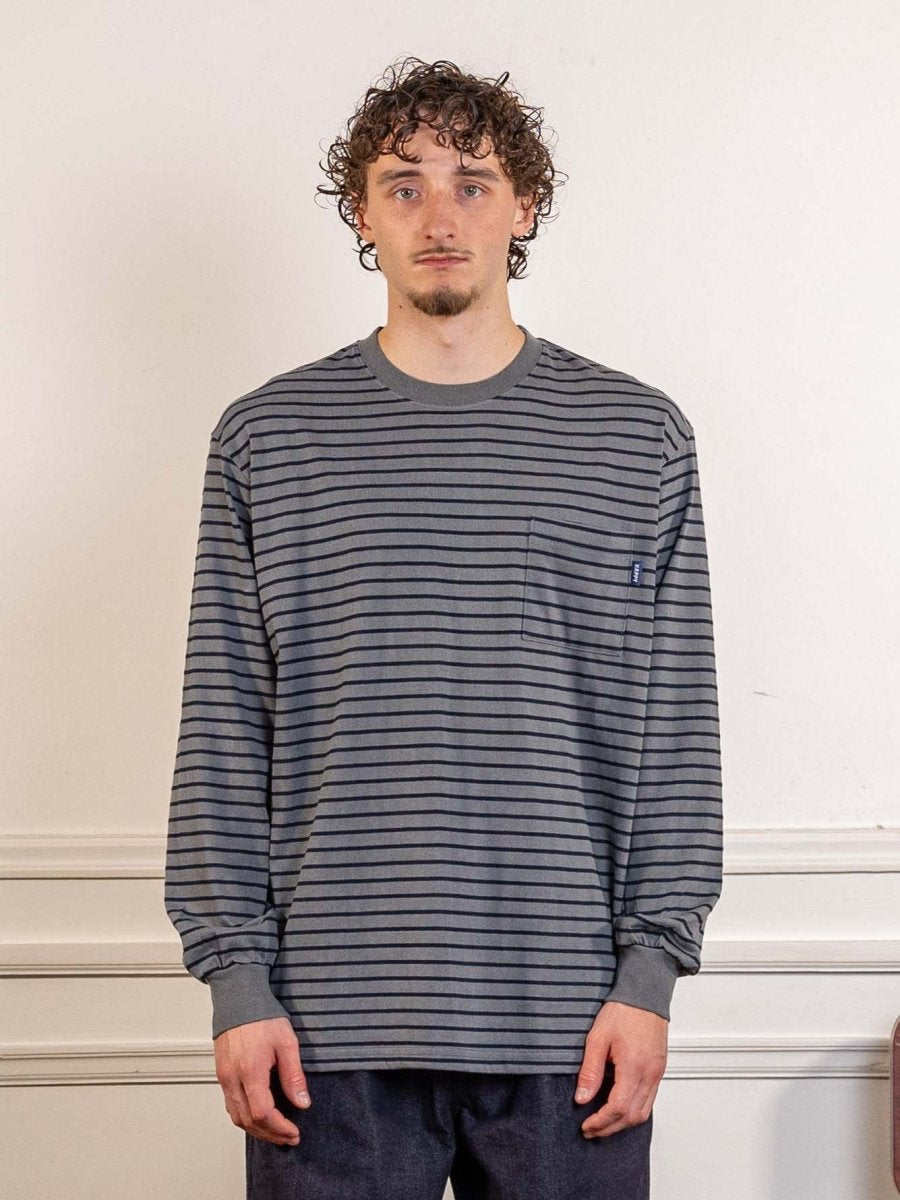 Pigment Stripe Long Sleeve Dark Gray
