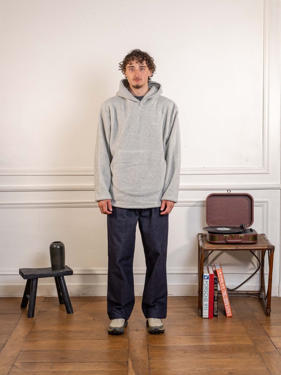 Sunrise Fleece Button Hoodie Melange White