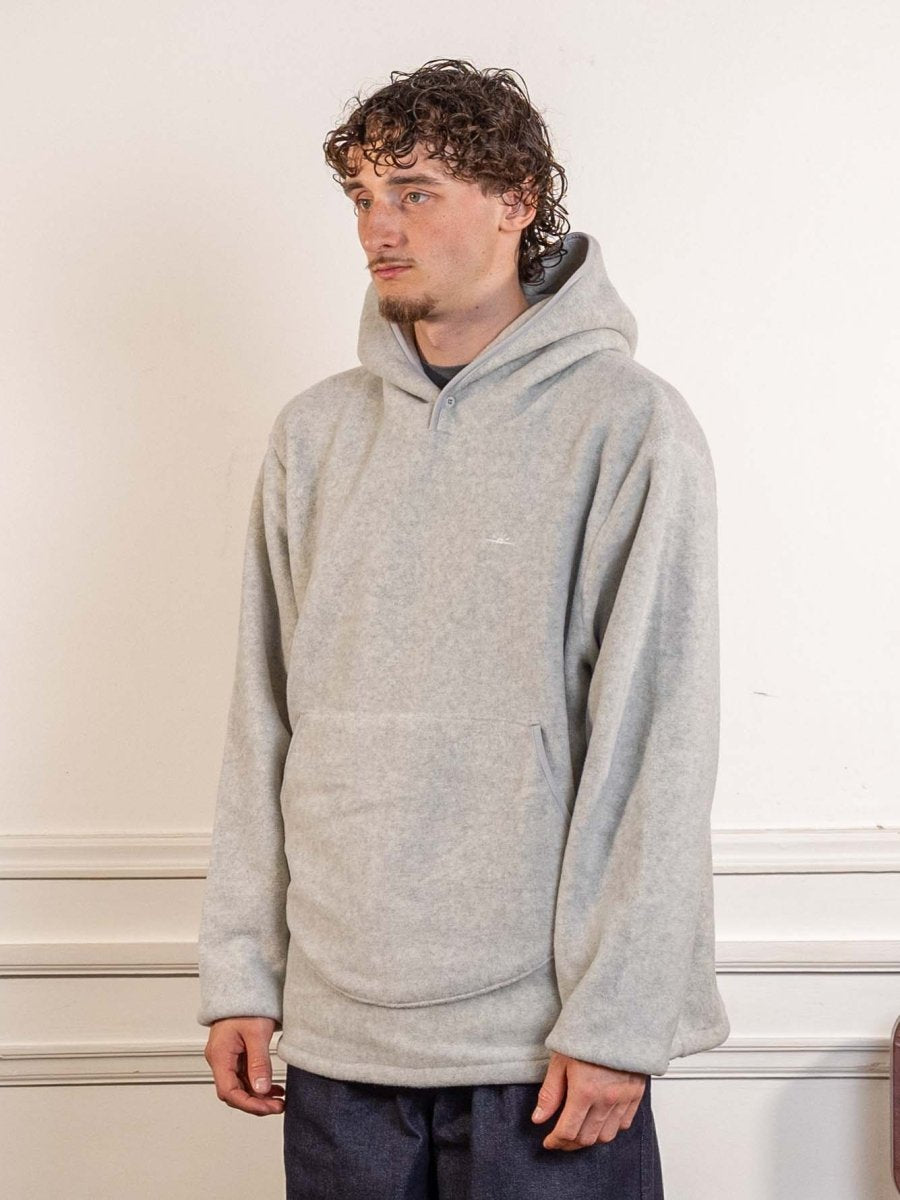 Sunrise Fleece Button Hoodie Melange White