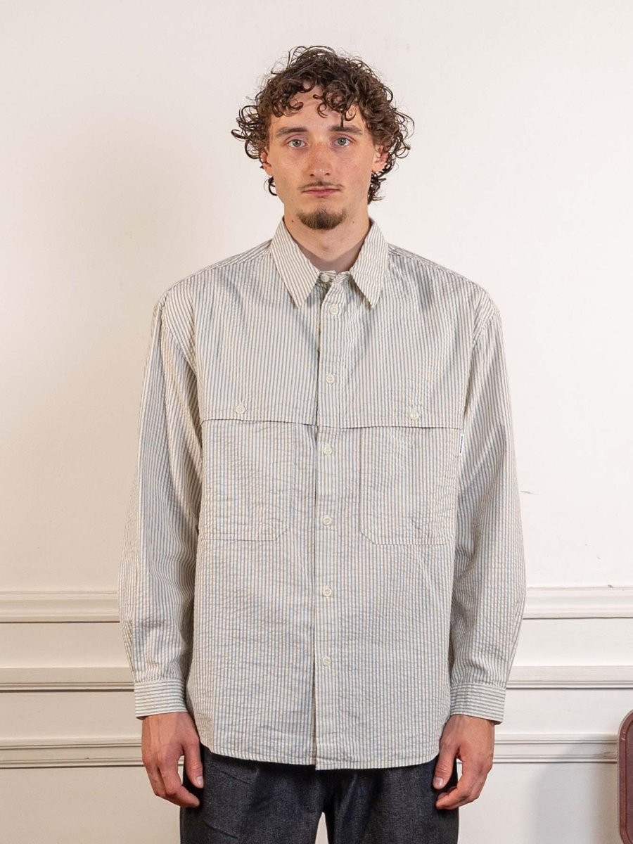 Stripe Pocket Work Shirt Ivory