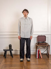 Stripe Pocket Work Shirt Ivory