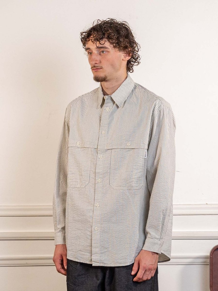 Stripe Pocket Work Shirt Ivory