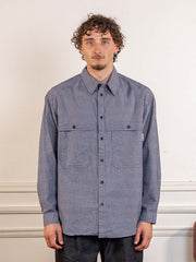 Stripe Pocket Work Shirt Navy