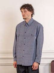 Stripe Pocket Work Shirt Navy