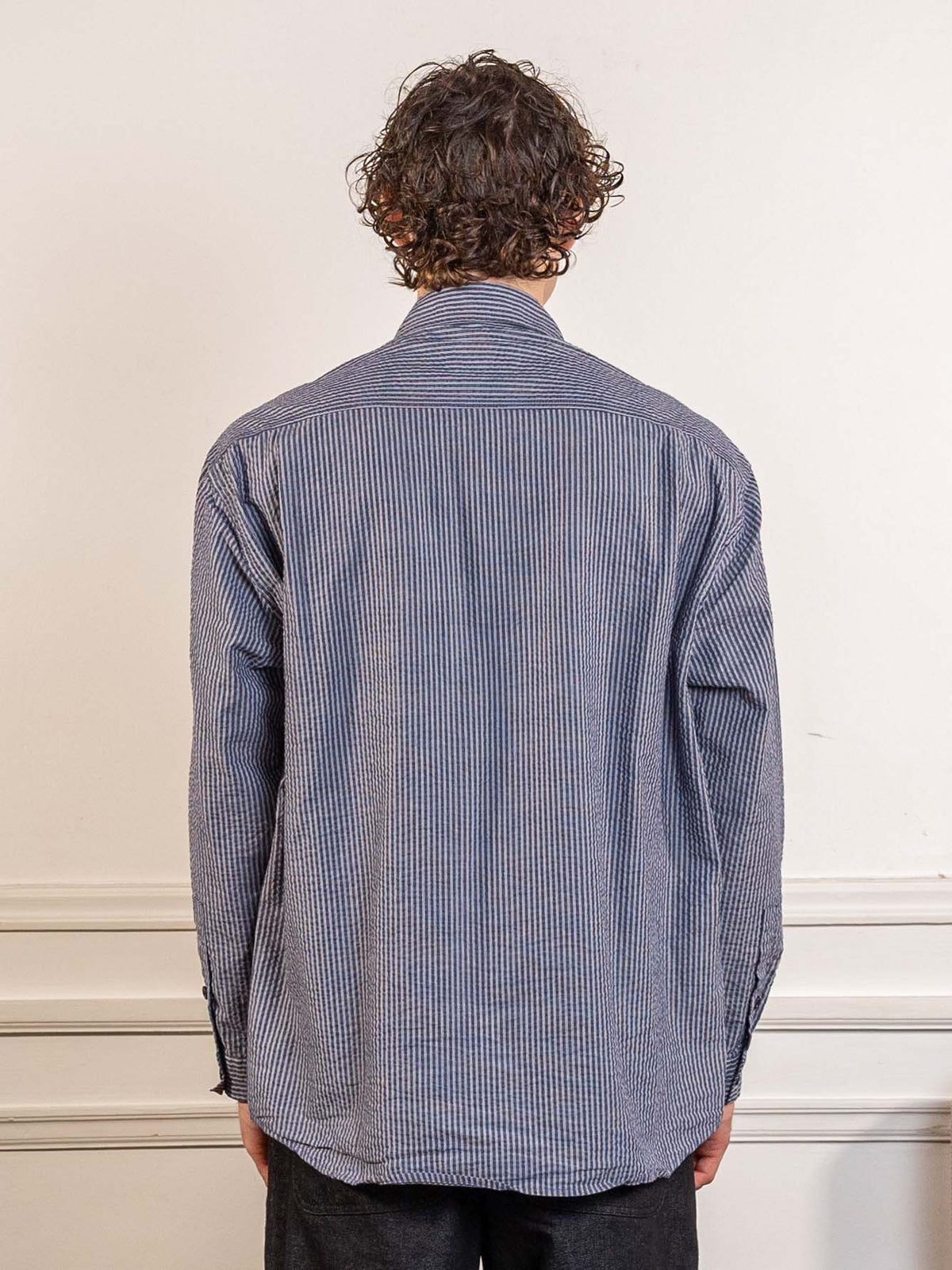 Stripe Pocket Work Shirt Navy