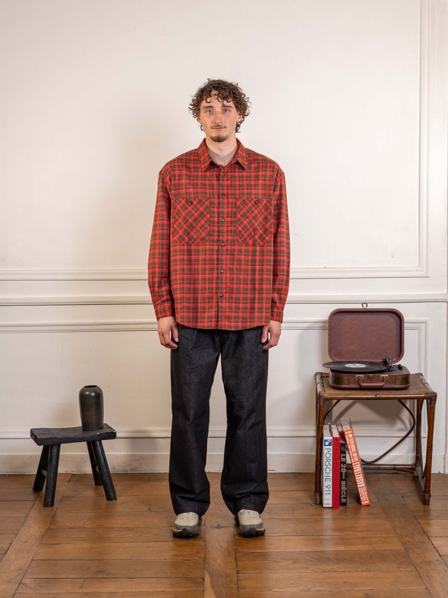 Two Pocket Flannel Check Shirt Red