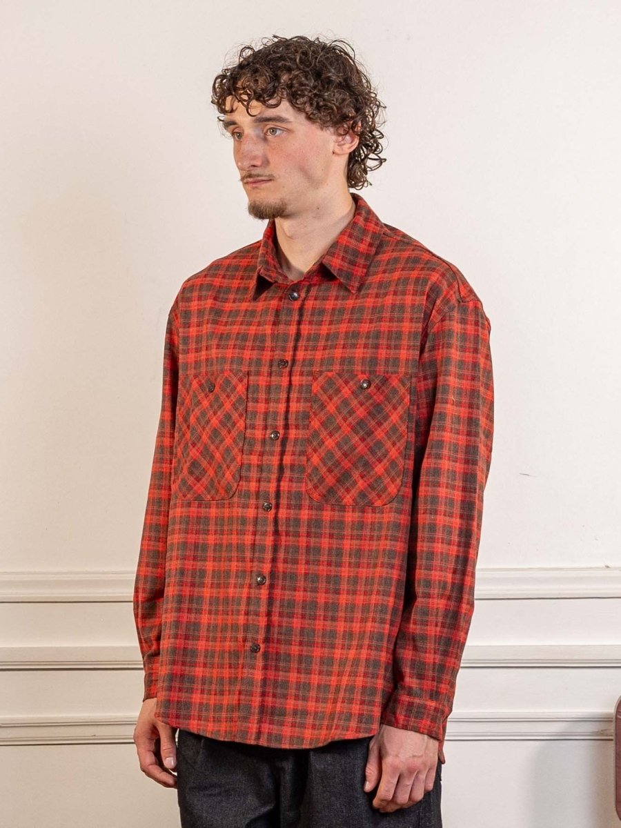 Two Pocket Flannel Check Shirt Red