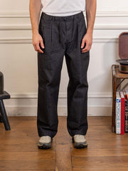 Two Tuck Wide Denim Pants Black