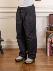 Two Tuck Wide Denim Pants Black