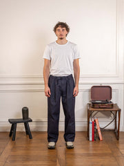Two Tuck Wide Denim Pants Deep Indigo