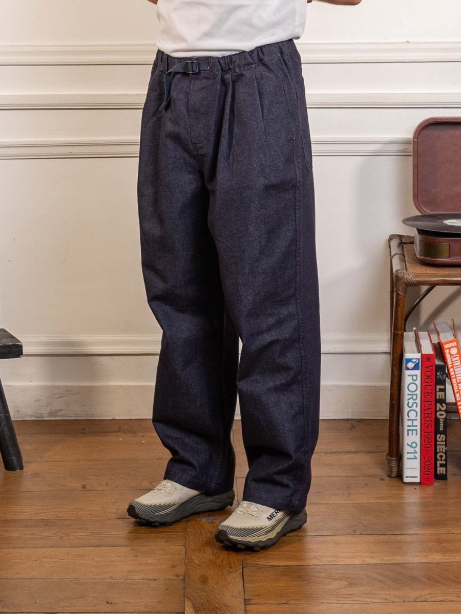 Two Tuck Wide Denim Pants Deep Indigo