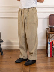 One Tuck Fatigue Corduroy Pants Beige