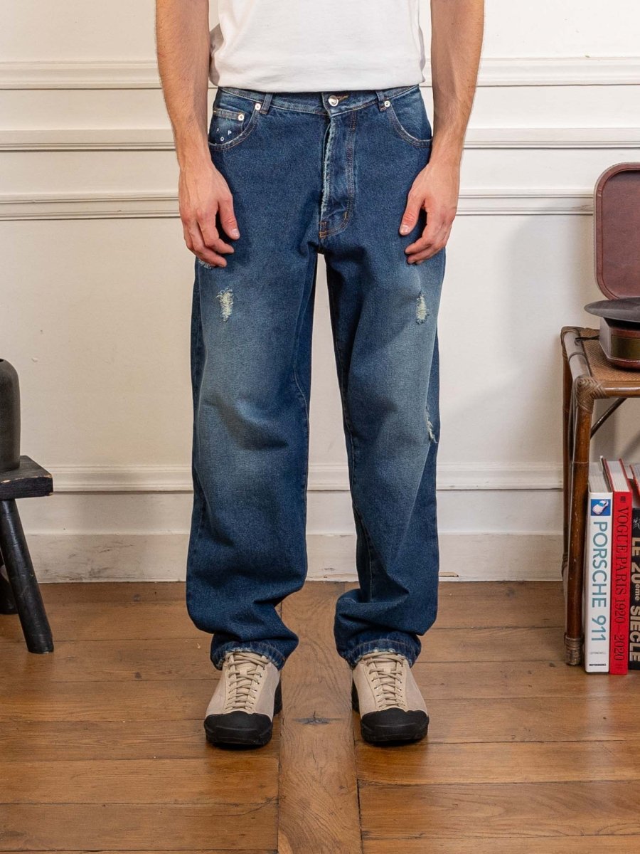 drs denim pant - distressed denim