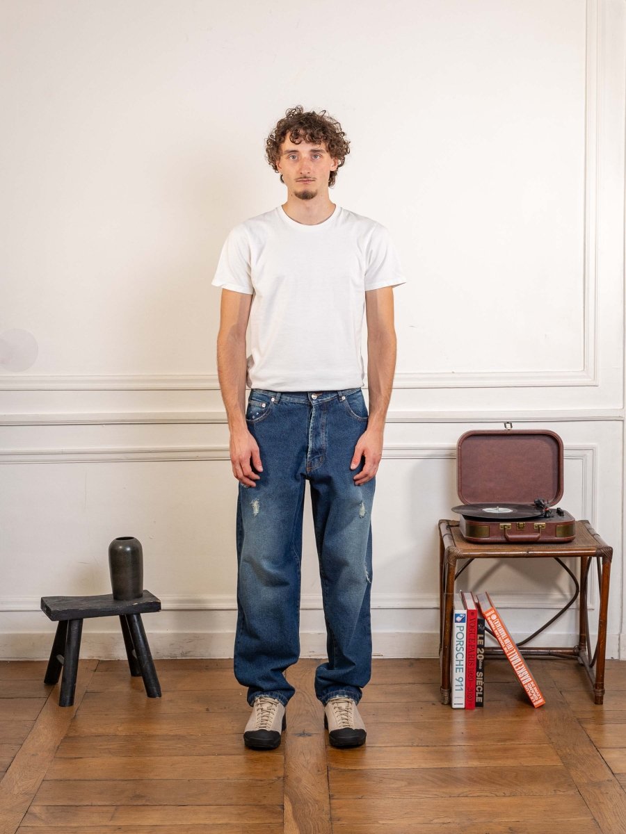 drs denim pant - distressed denim